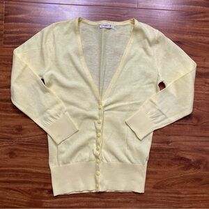 Teaspoon Women's Yellow Lightweight Cotton Button Cardigan Size Small Classic